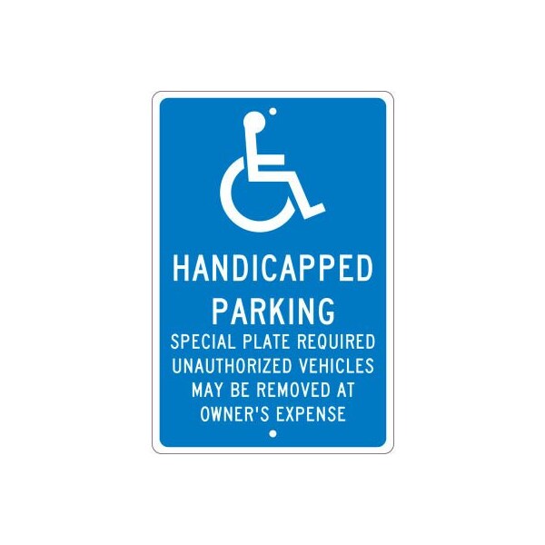 NMC Traffic Sign, Reserved Parking Massachusetts, 18in X 12in, Blue